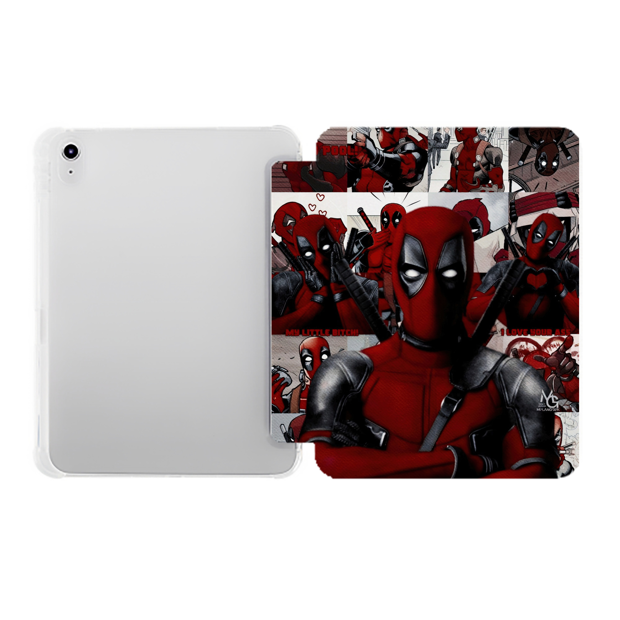 （画像用） Deadpool デッドプール IPad ケース ペン収納付き 三つ折りスタンド PUレザー×シリコン 対応機種9.5/10.5/10.9インチ